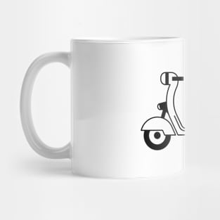 Illustration of stylized black and white scooter (motorcycle) Mug